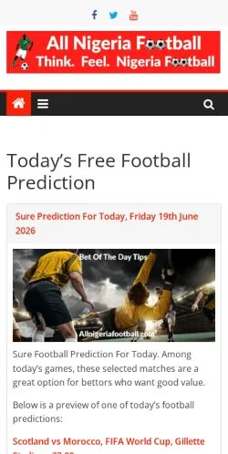 Vista previa del sitio Accurate Football Prediction Site, medio de Reino Unido para artículos patrocinados