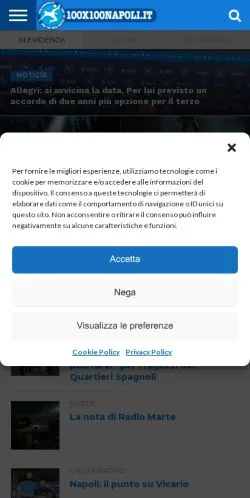 Anteprima del sito 100x100 Napoli, media di Italia per articoli sponsorizzati