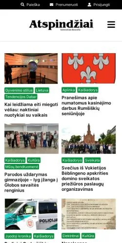Anteprima del sito Atspindžiai, media di Lituania per articoli sponsorizzati