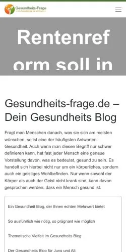 Anteprima del sito Gesundheits-Frage, media di Germania per articoli sponsorizzati