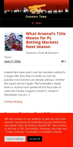 Sponsorlu makaleler için Amerika Birleşik Devletleri medyası Gunners Town sitesinin önizlemesi