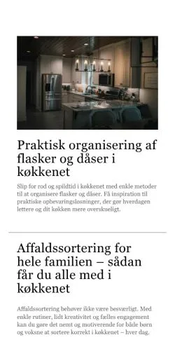 Podgląd witryny koekkentips.dk, medium z kraju Dania do artykułów sponsorowanych