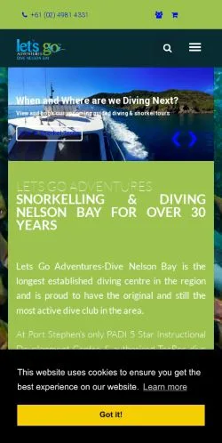 Forhåndsvisning av nettstedet Let's Go Adventures, medium fra Australia for sponsede artikler