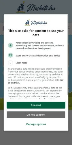 Anteprima del sito Meskete, media di Ungheria per articoli sponsorizzati