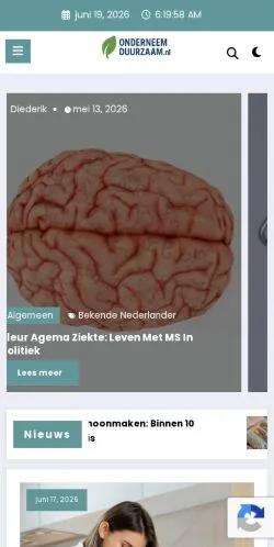 Vista previa del sitio Onderneem Duurzaam, medio de Países Bajos para artículos patrocinados