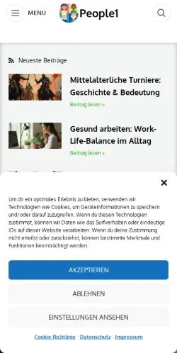 Anteprima del sito People1, media di Germania per articoli sponsorizzati