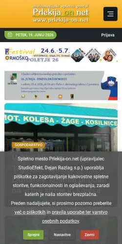 Anteprima del sito Prlekija On, media di Stati Uniti per articoli sponsorizzati