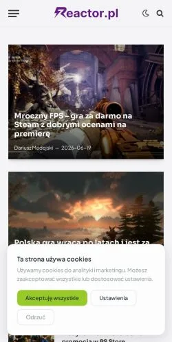 Sponsorlu makaleler için Polonya medyası Reactor Blog sitesinin önizlemesi