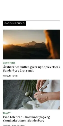 スポンサード記事向けのデンマークメディア、soenderborgtid.dkのサイトプレビュー