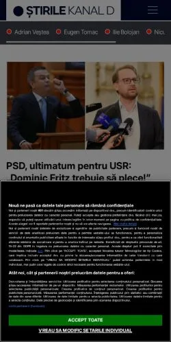 Anteprima del sito Știrile Kanal D, media di Romania per articoli sponsorizzati