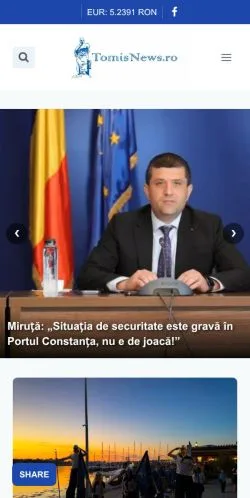 Anteprima del sito Tomis News, media di Romania per articoli sponsorizzati