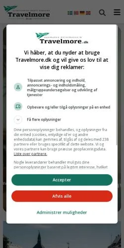 スポンサード記事向けのデンマークメディア、Travelmoreのサイトプレビュー