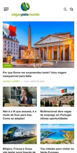Anteprima del sito Vagas Pelo Mundo, media di Brasile per articoli sponsorizzati