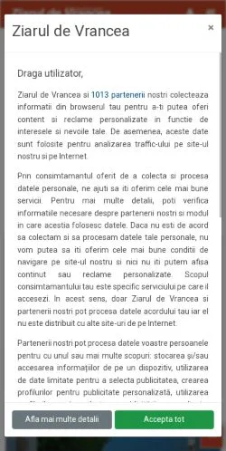 Anteprima del sito Ziarul de Vrancea, media di Romania per articoli sponsorizzati