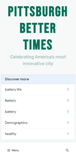 스폰서 기사용 미국 매체 Pittsburgh Better Times 사이트 미리보기