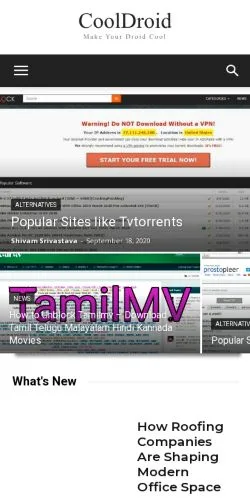 Voorbeeld van de site CoolDroid, medium uit Verenigde Staten voor gesponsorde artikelen