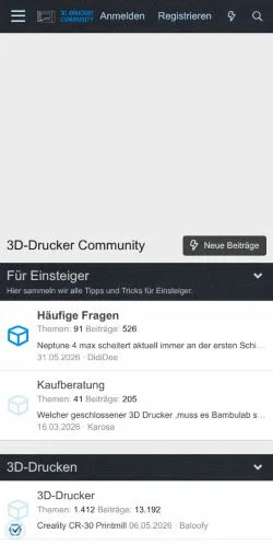 Podgląd witryny 3D-Drucker Community, medium z kraju Niemcy do artykułów sponsorowanych