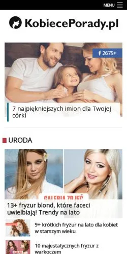 Anteprima del sito Kobiece Porady, media di Polonia per articoli sponsorizzati