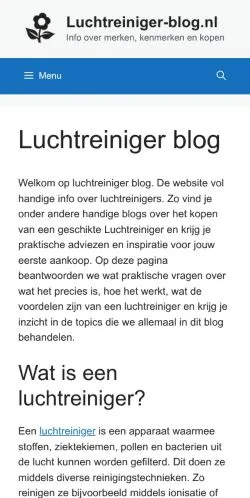 Anteprima del sito Luchtreiniger Blog, media di Paesi Bassi per articoli sponsorizzati