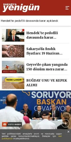 스폰서 기사용 튀르키예 매체 Sakarya Yenigün 사이트 미리보기