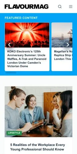 Anteprima del sito Flavourmag, media di Regno Unito per articoli sponsorizzati