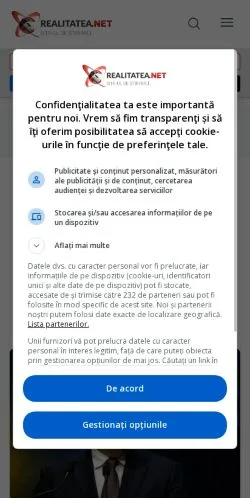 Anteprima del sito Realitatea, media di Romania per articoli sponsorizzati