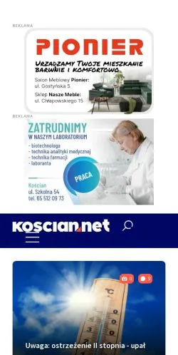 스폰서 기사용 폴란드 매체 Koscian Info 사이트 미리보기