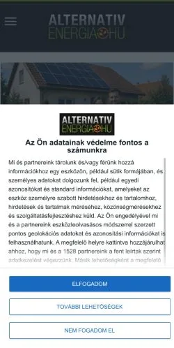 스폰서 기사용 헝가리 매체 Alternativ Energia 사이트 미리보기