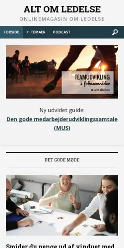 Forhåndsvisning av nettstedet Altomledelse, medium fra Danmark for sponsede artikler
