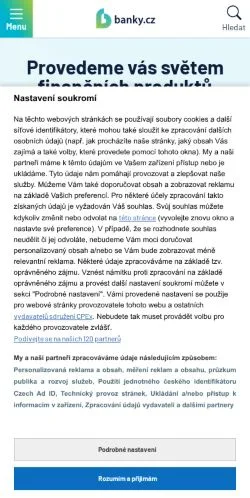 Podgląd witryny Banky, medium z kraju Czechy do artykułów sponsorowanych