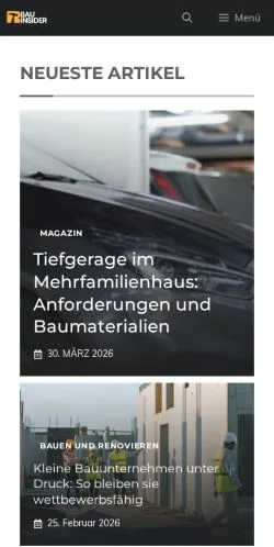 Anteprima del sito Bau-Insider, media di Germania per articoli sponsorizzati