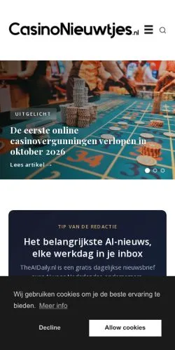 Anteprima del sito CasinoNieuwtjes, media di Paesi Bassi per articoli sponsorizzati