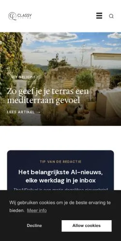 Vorschau der Website Classy Living, Medium aus Niederlande für gesponserte Artikel