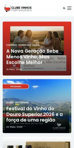 Podgląd witryny Clube De Vinhos Portugueses, medium z kraju Portugalia do artykułów sponsorowanych