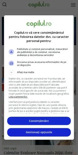 Anteprima del sito Copilul, media di Romania per articoli sponsorizzati