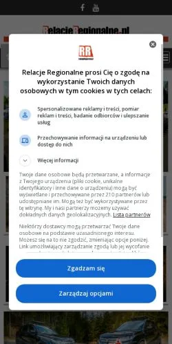 Anteprima del sito Relacje Regionalne, media di Polonia per articoli sponsorizzati