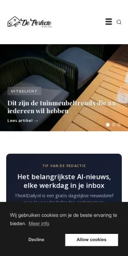 Podgląd witryny De Perfecte Woning, medium z kraju Holandia do artykułów sponsorowanych