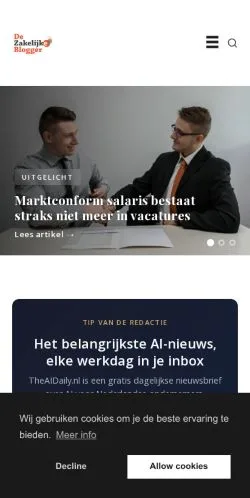 Podgląd witryny De Zakelijke Blogger, medium z kraju Holandia do artykułów sponsorowanych