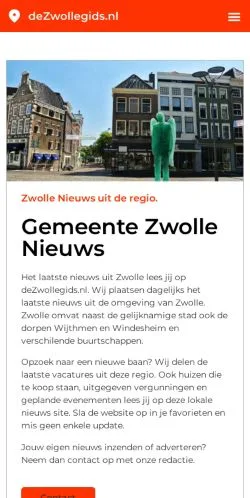 스폰서 기사용 네덜란드 매체 Zwolle Laatste Nieuws 사이트 미리보기