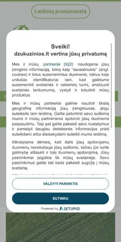 Anteprima del sito Dzūkų Žinios, media di Lituania per articoli sponsorizzati