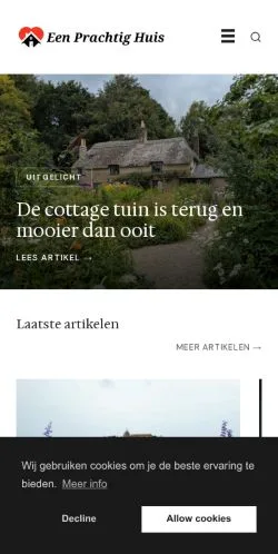 Anteprima del sito Een Prachtig Huis, media di Paesi Bassi per articoli sponsorizzati