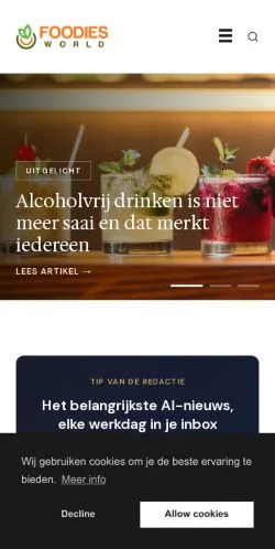 Podgląd witryny Foodies World, medium z kraju Holandia do artykułów sponsorowanych