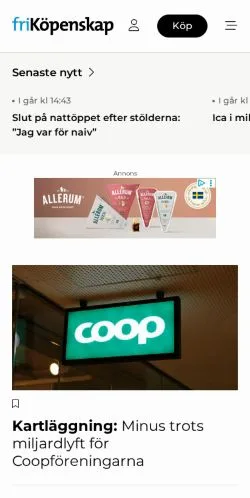 Anteprima del sito Nyheter, media di Svezia per articoli sponsorizzati