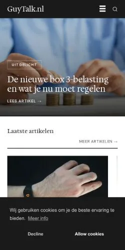 Förhandsvisning av webbplatsen GuyTalk, medium i Nederländerna för sponsrade artiklar