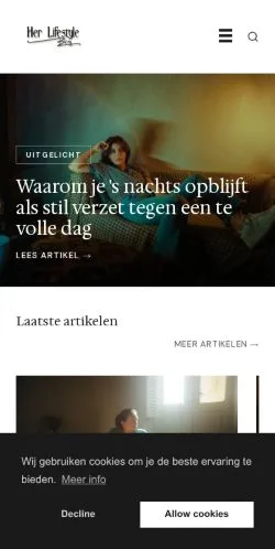 Anteprima del sito Her Lifestyle Blog, media di Paesi Bassi per articoli sponsorizzati