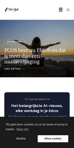 スポンサード記事向けのオランダメディア、HerStyleのサイトプレビュー