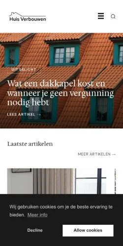 Anteprima del sito Huis Verbouwen, media di Paesi Bassi per articoli sponsorizzati