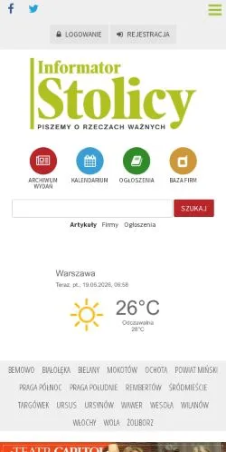 Podgląd witryny Informator Stolicy, medium z kraju Polska do artykułów sponsorowanych