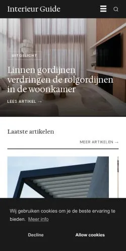 スポンサード記事向けのオランダメディア、Interieur Guideのサイトプレビュー