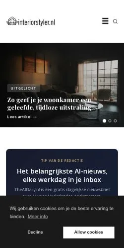 Forhåndsvisning av nettstedet InteriorStyler, medium fra Nederland for sponsede artikler